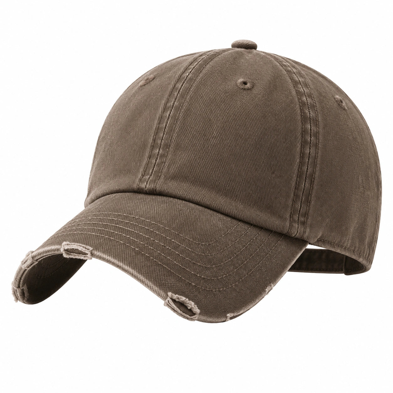 Baseballkappe Einheitsgröße Braun Textil Used-Look mit gebogenem Schirm