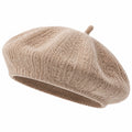 Baskenmütze Einheitsgröße aus Stricktextil Beige für den Alltag