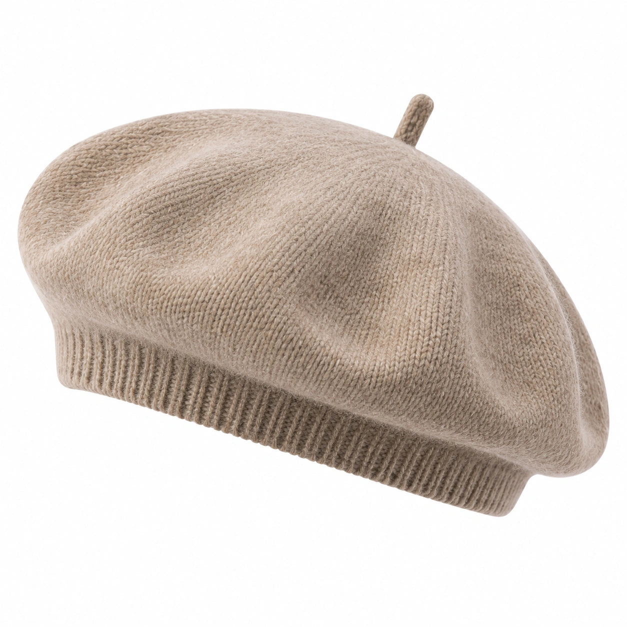 Baskenmütze Einheitsgröße aus Strick in Beige für Alltag