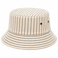 Bucket Hat Einheitsgröße aus Textilgewebe in Beige Blau gestreift mit breiter Krempe