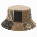 Fischerhut Einheitsgröße aus Textil in Beige Braun Schwarz mit Patchworkmuster
