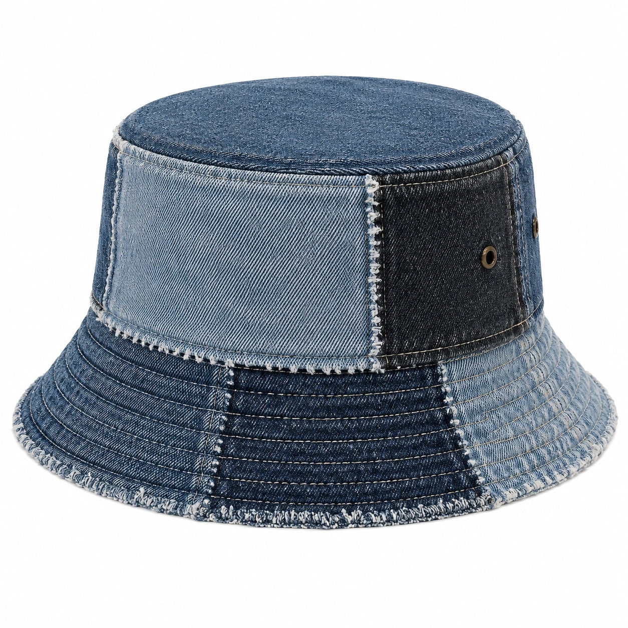 Fischerhut Einheitsgröße aus Denim Blau im Patchwork-Stil