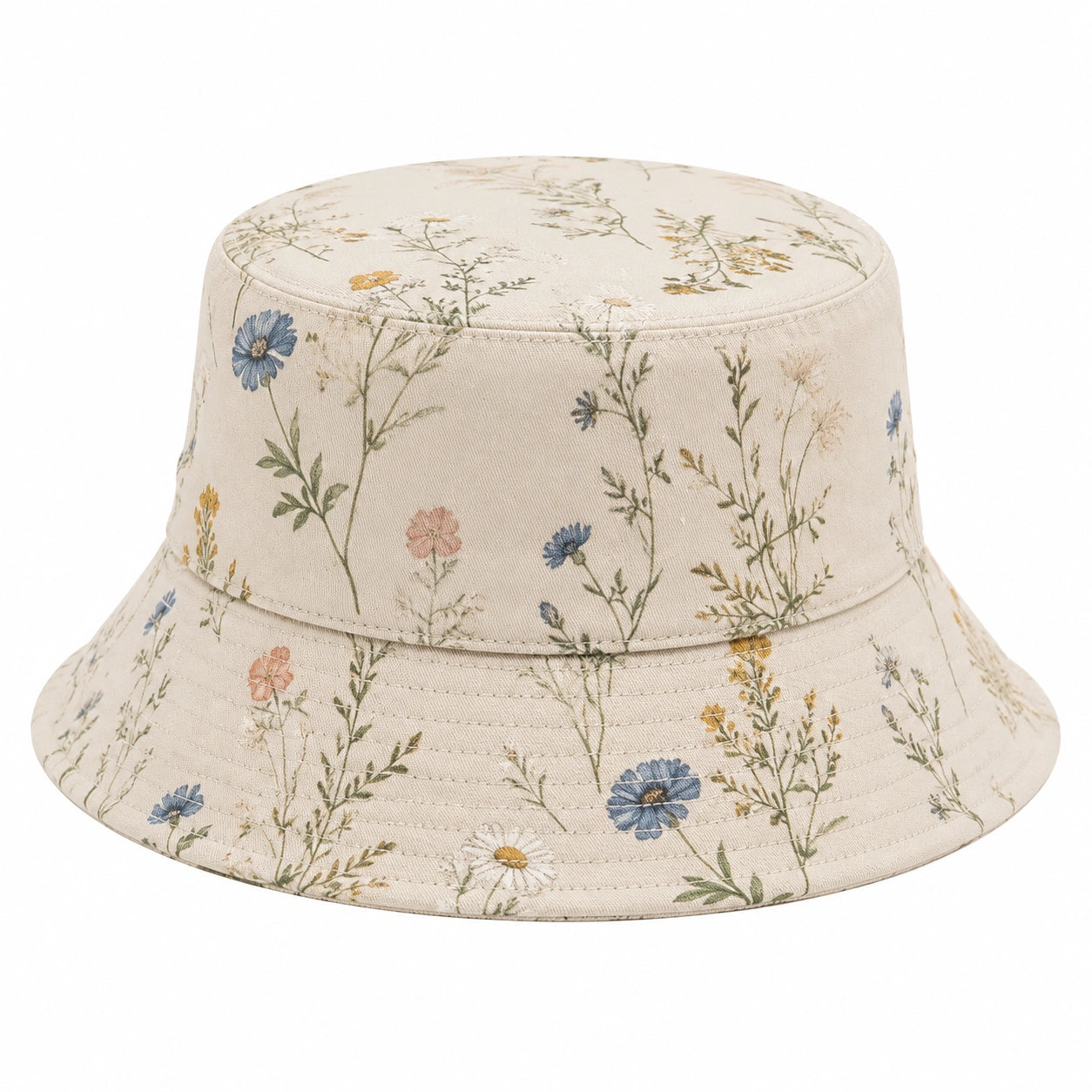 Anglerhut Einheitsgröße aus Textilgewebe Beige mit Blumenmuster für den Alltag