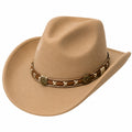 Cowboyhut Einheitsgröße in Beige mit Filzoptik und dekorativem Hutband