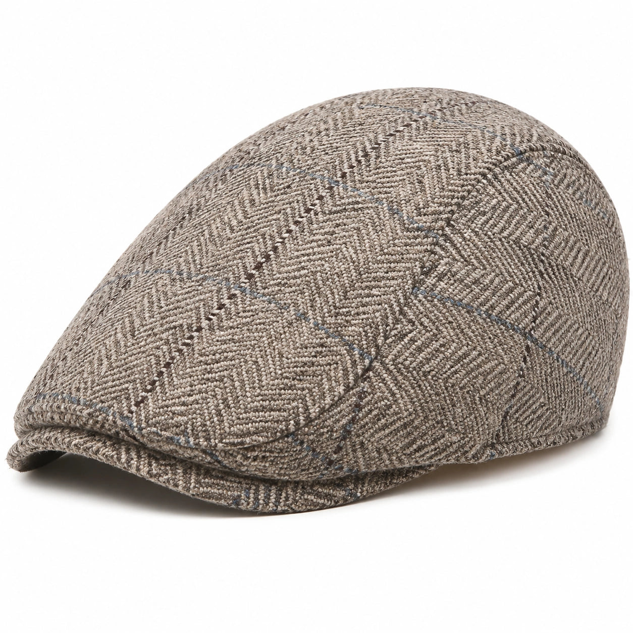 Schiebermütze Einheitsgröße Textil Beige Grau kariert für Damen und Herren