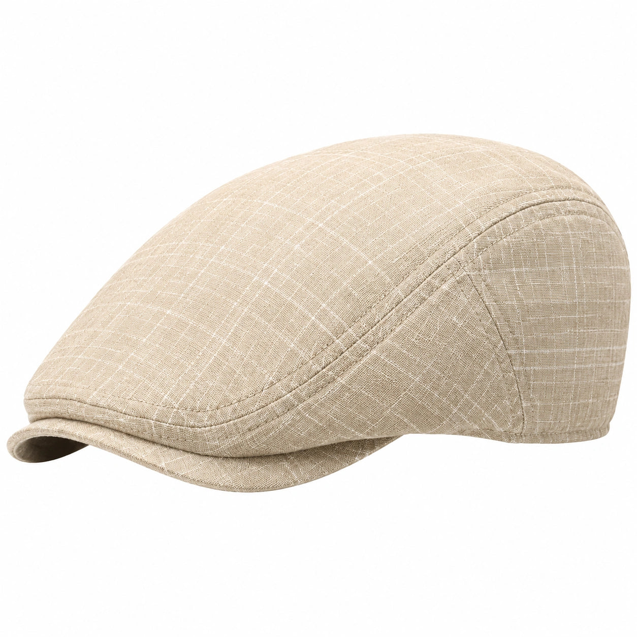 Schiebermütze Einheitsgröße aus Textil Beige kariert für den Alltag