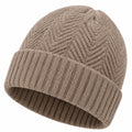Strickmütze Einheitsgröße Taupe mit Umschlag und Zopfmuster