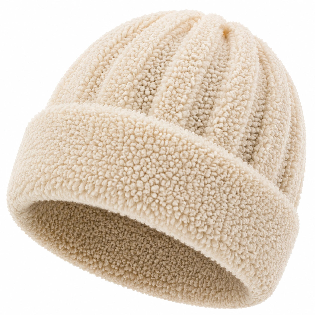 Beanie Einheitsgröße aus Teddyfleece Creme wärmend