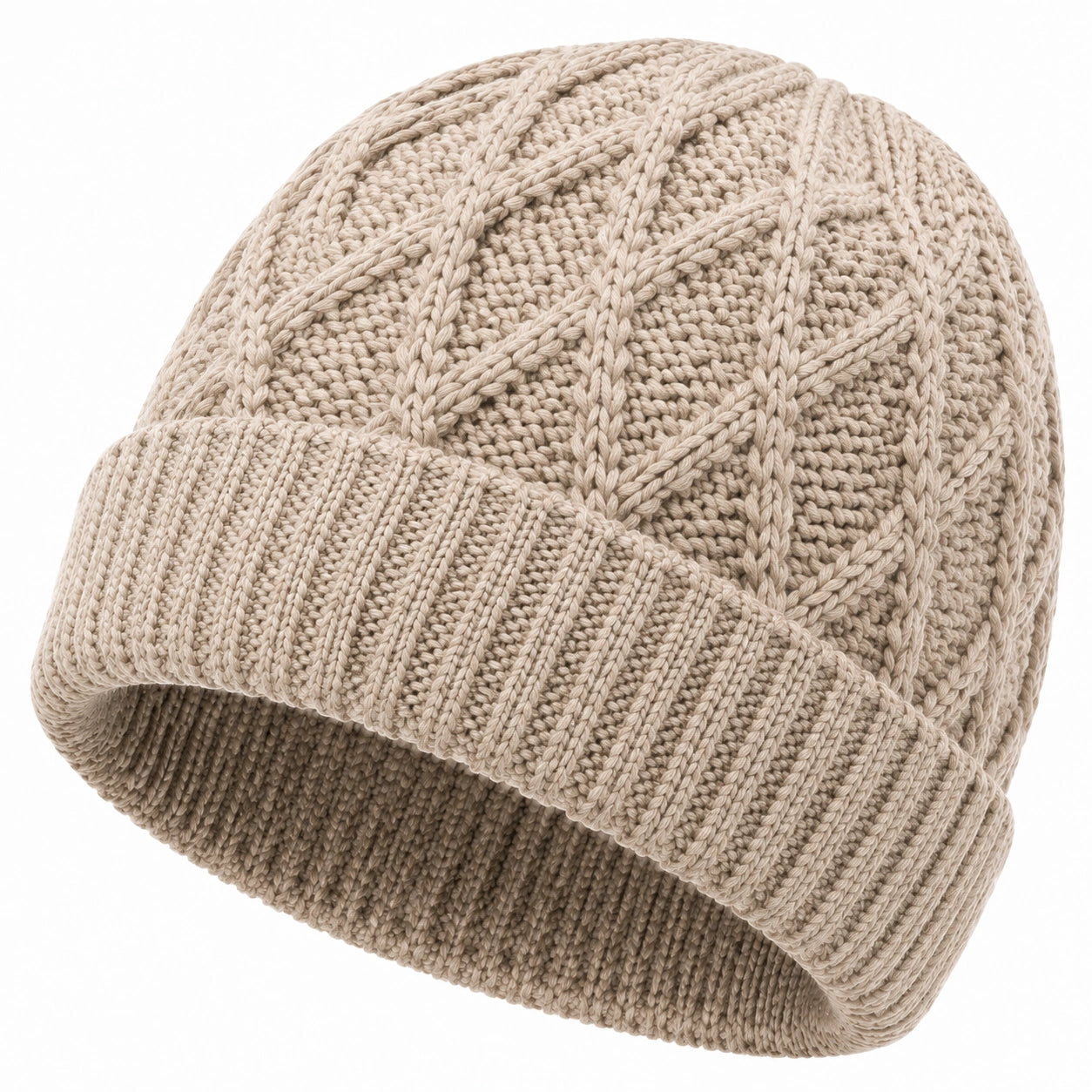 Strickmütze Einheitsgröße aus Textil Beige für Alltag mit Zopfmuster