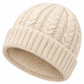 Strickmütze Einheitsgröße Creme mit Fleecefutter Zopfmuster