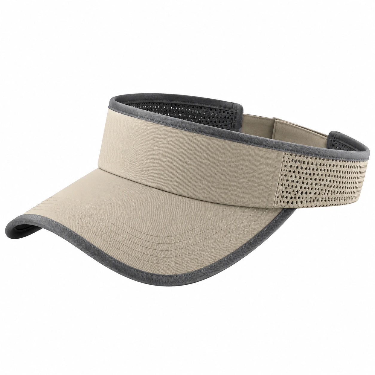 Visierkappe Einheitsgröße aus Textil Beige Grau mit atmungsaktivem Mesh für Freizeit und Sport